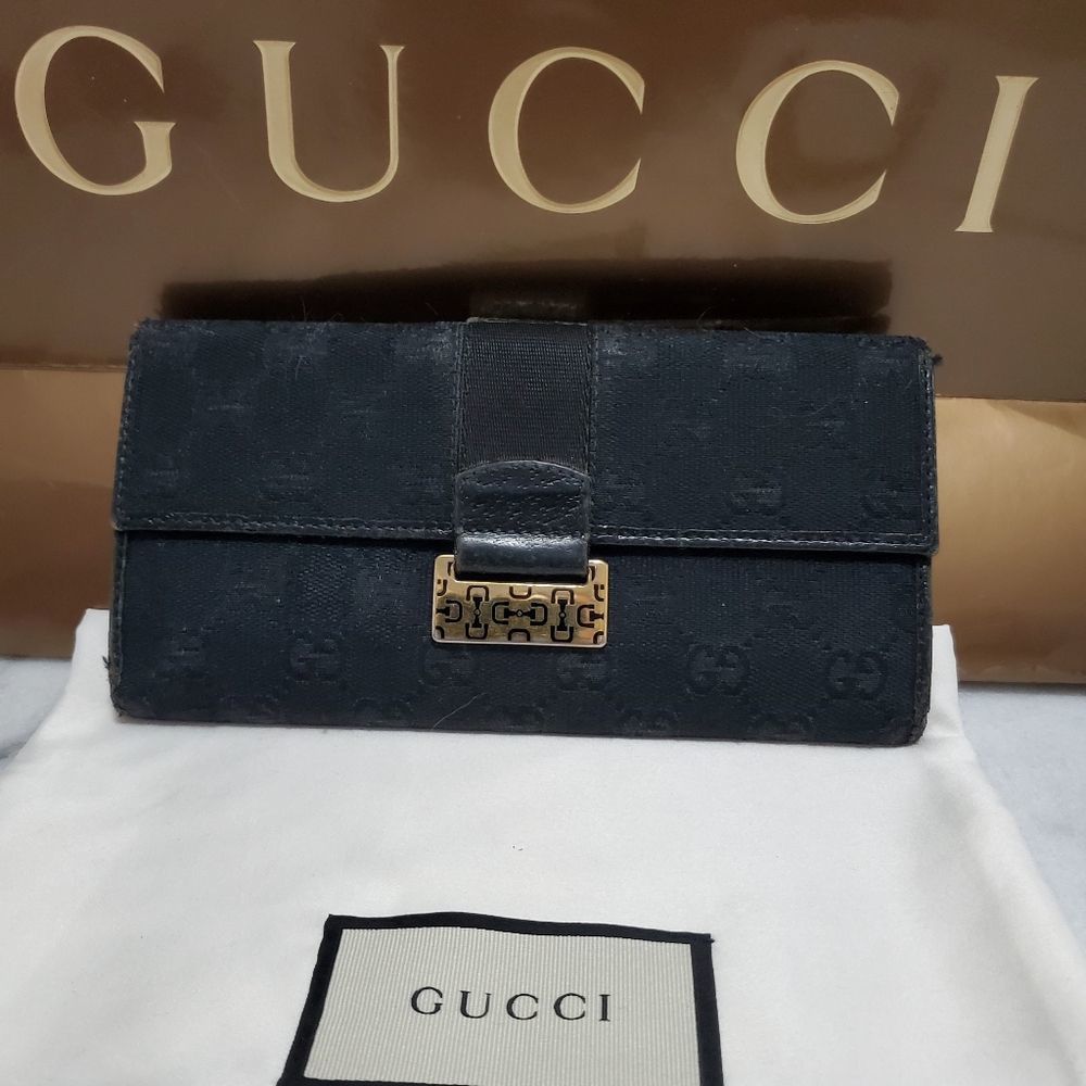 Gucci Black Black Canvas Bifold Wallet 1462064276.